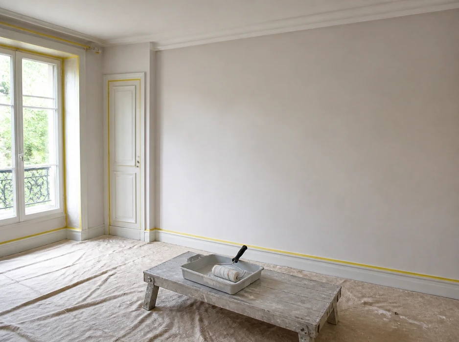 Pièce vide en cours de peinture intérieure
