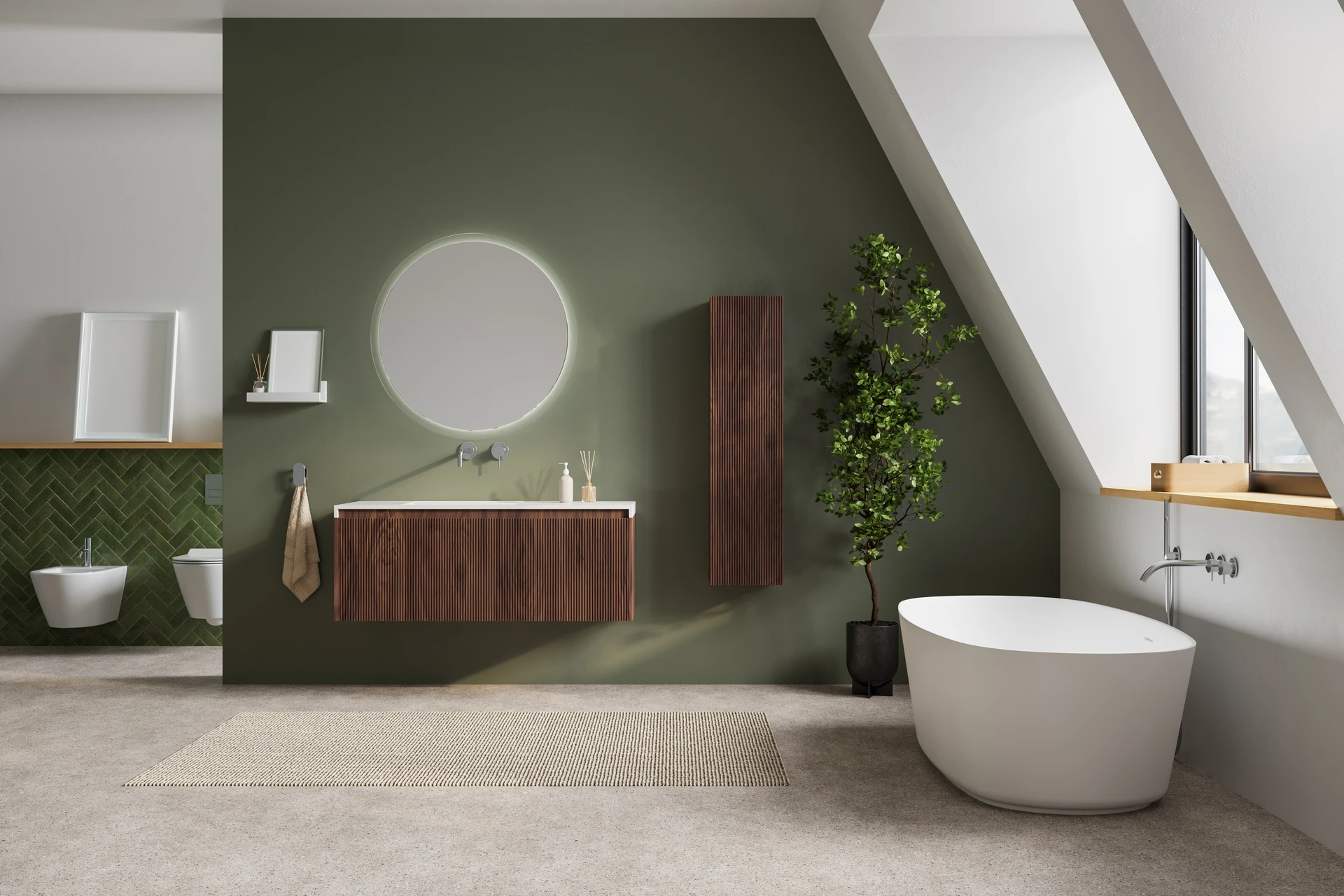 Mas provençal en pierre enduite beige, toiture en tuiles canal, volets bois gris-bleu